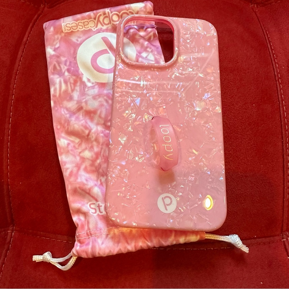 Loopy case for iPhone 14 Pro Max in Pink Opal Shells